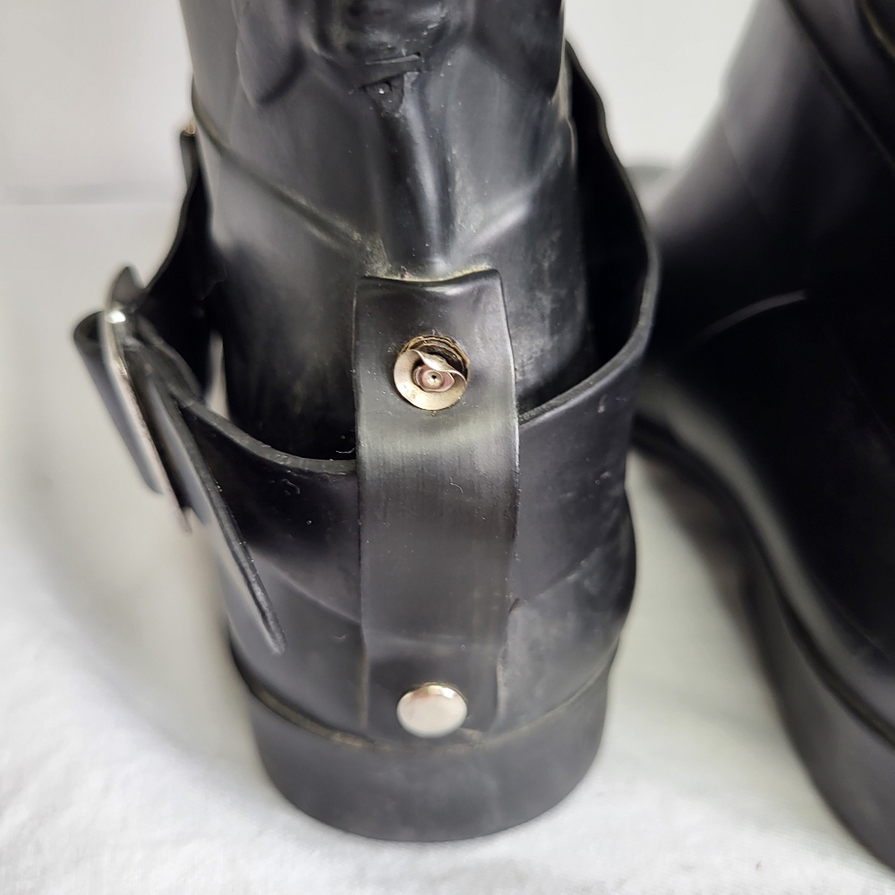 Pajar Moto Style Black Slip On Rain Boots Sz 5½ - Picture 7 of 15